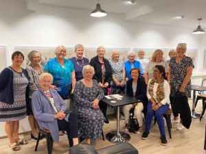 Outing to see Stamford Bridge Tapestries. Picture shows a group of ladies from the YCA in front of the tapestries.